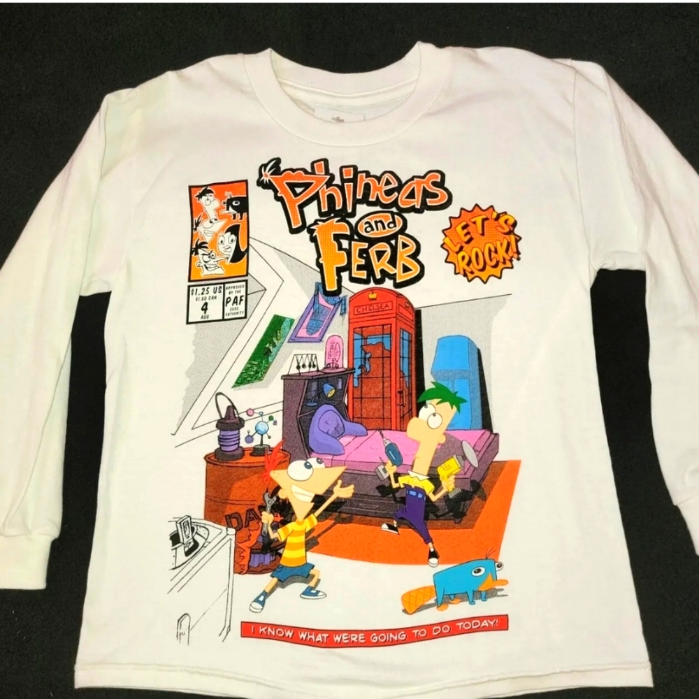 PHINEAS AND FERB Long Sleeve Shirt PERRY AGENT P Disney Size XS 6 7 NWT